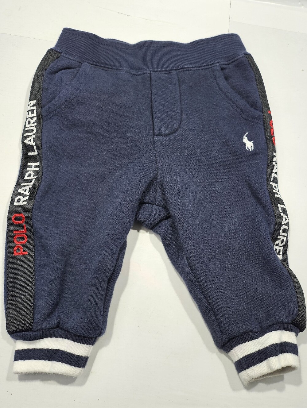 POLO RALPH LAUREN FLEECE INFANT BABY JOGGERS SIZE 6M NAVY BLUE